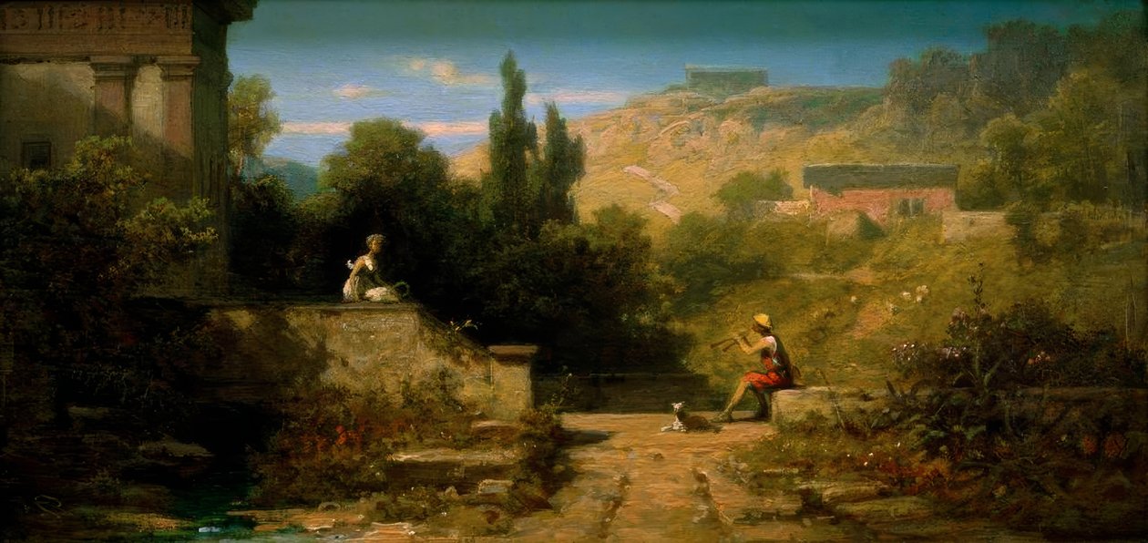 Hirte, der Schalmei bläst von Carl Spitzweg