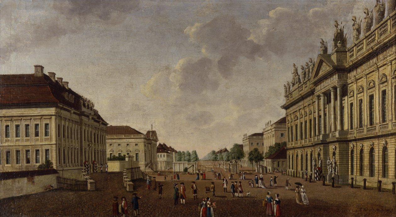 Ansicht der Waffenkammer und der Straße Unter den Linden, 1786 von Carl Traugott Fechhelm