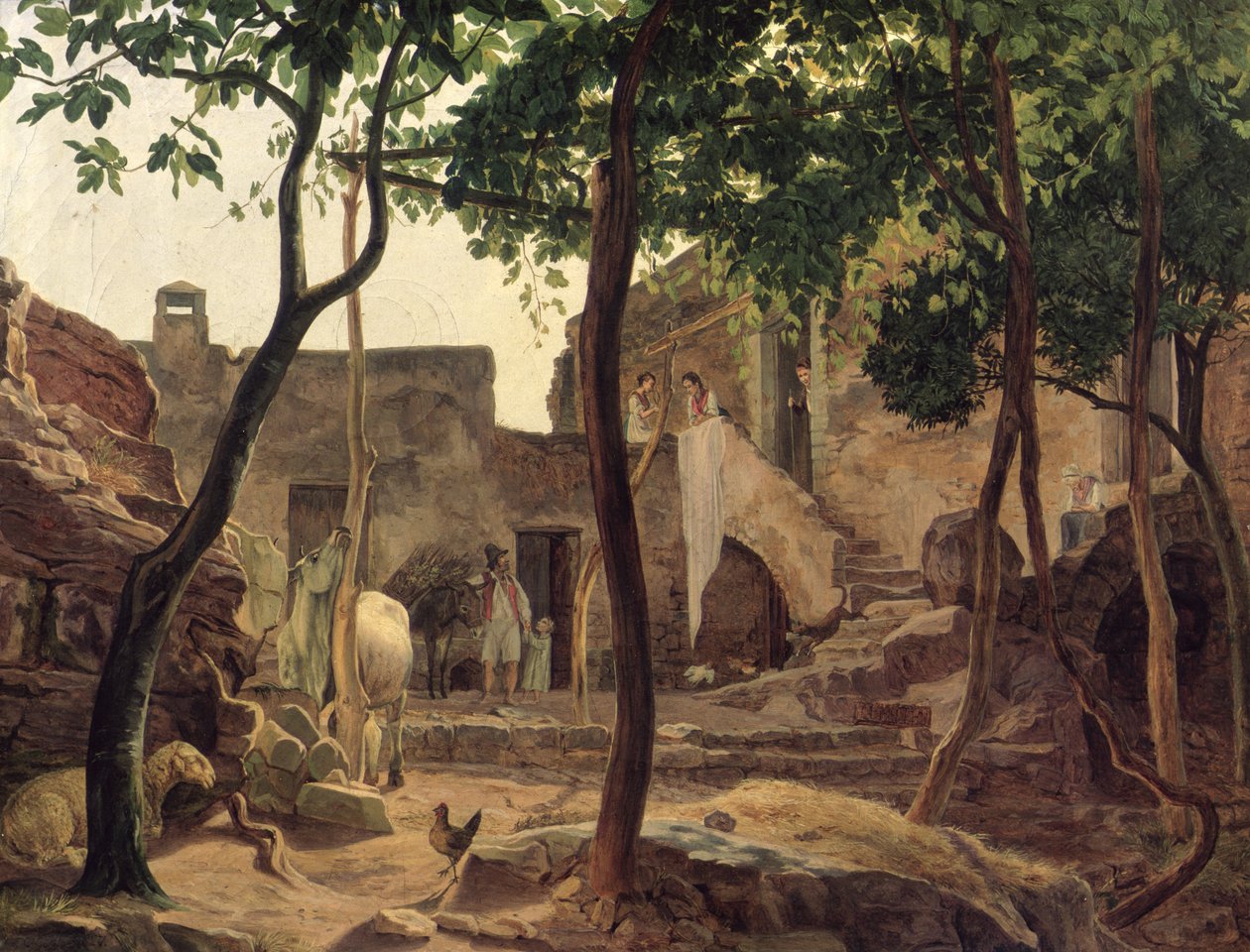 Bauernhof in der Nähe von Sorrent, 1827 von Carl Wilhelm Goetzloff