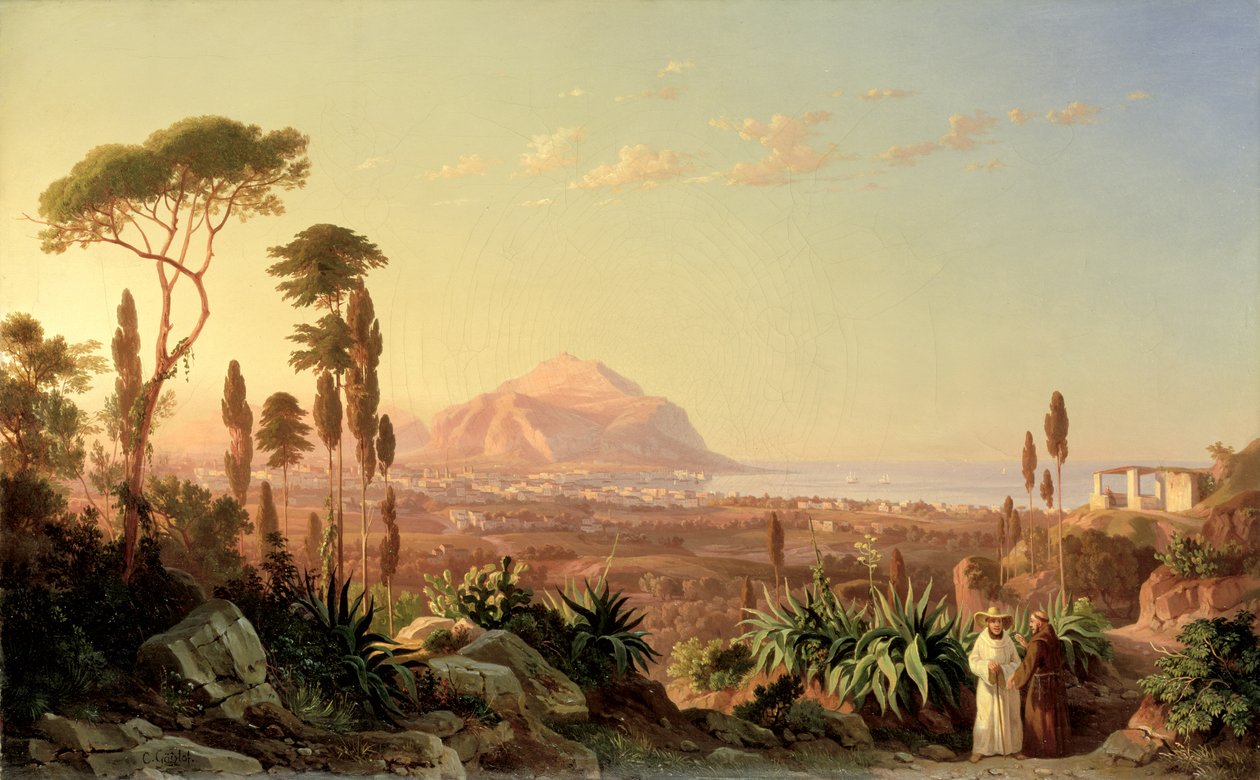 Palermo mit dem Monte Pellegrino, ca. 1850 von Carl Wilhelm Goetzloff