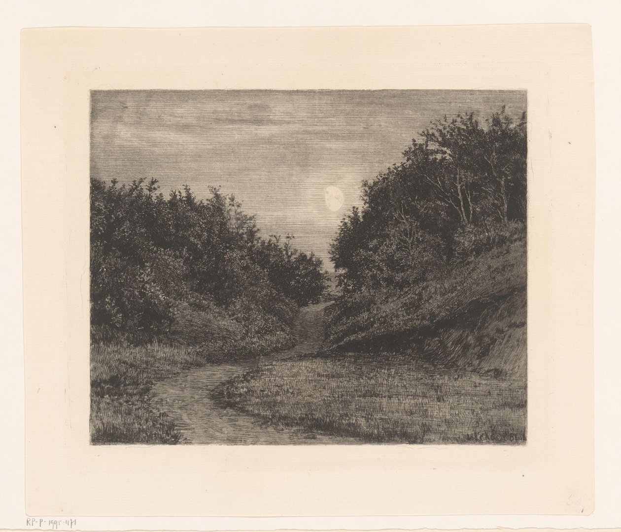 Waldweg bei Mondlicht von Carl Bloch