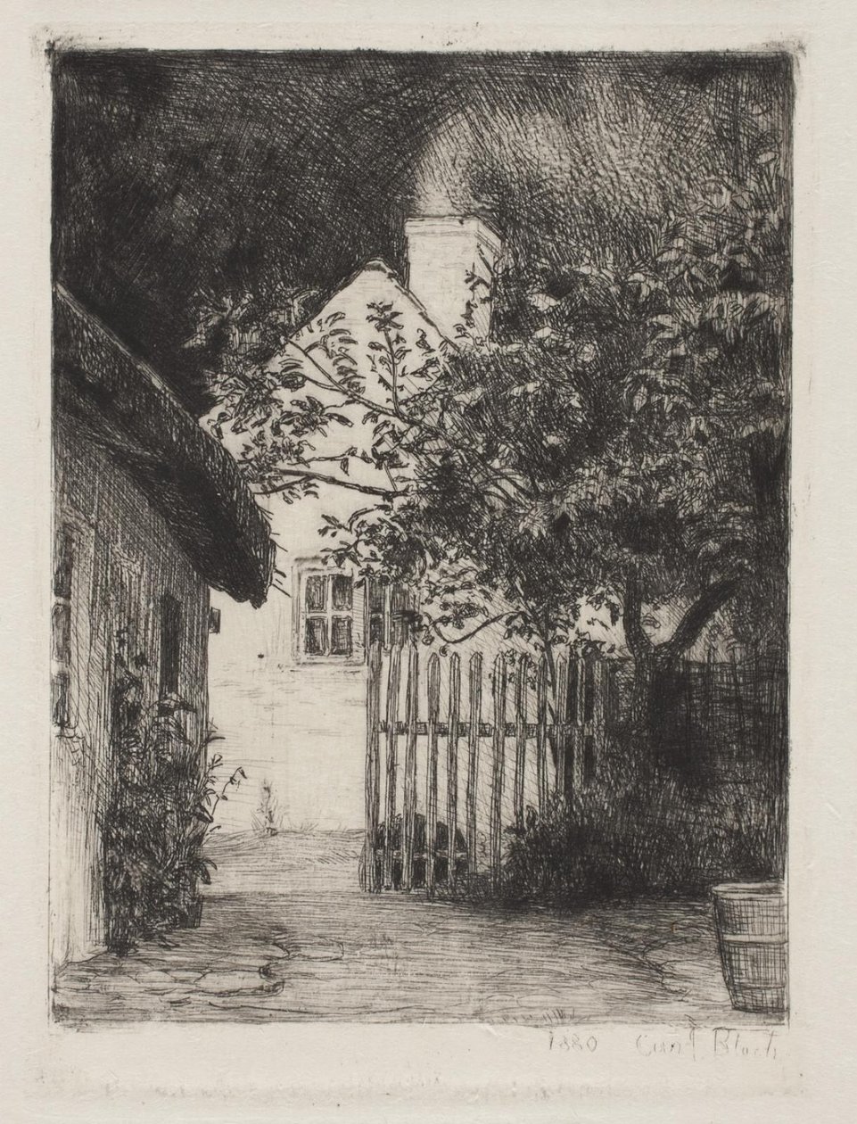 Die zwei Häuser und der Obstbaum von Carl Bloch
