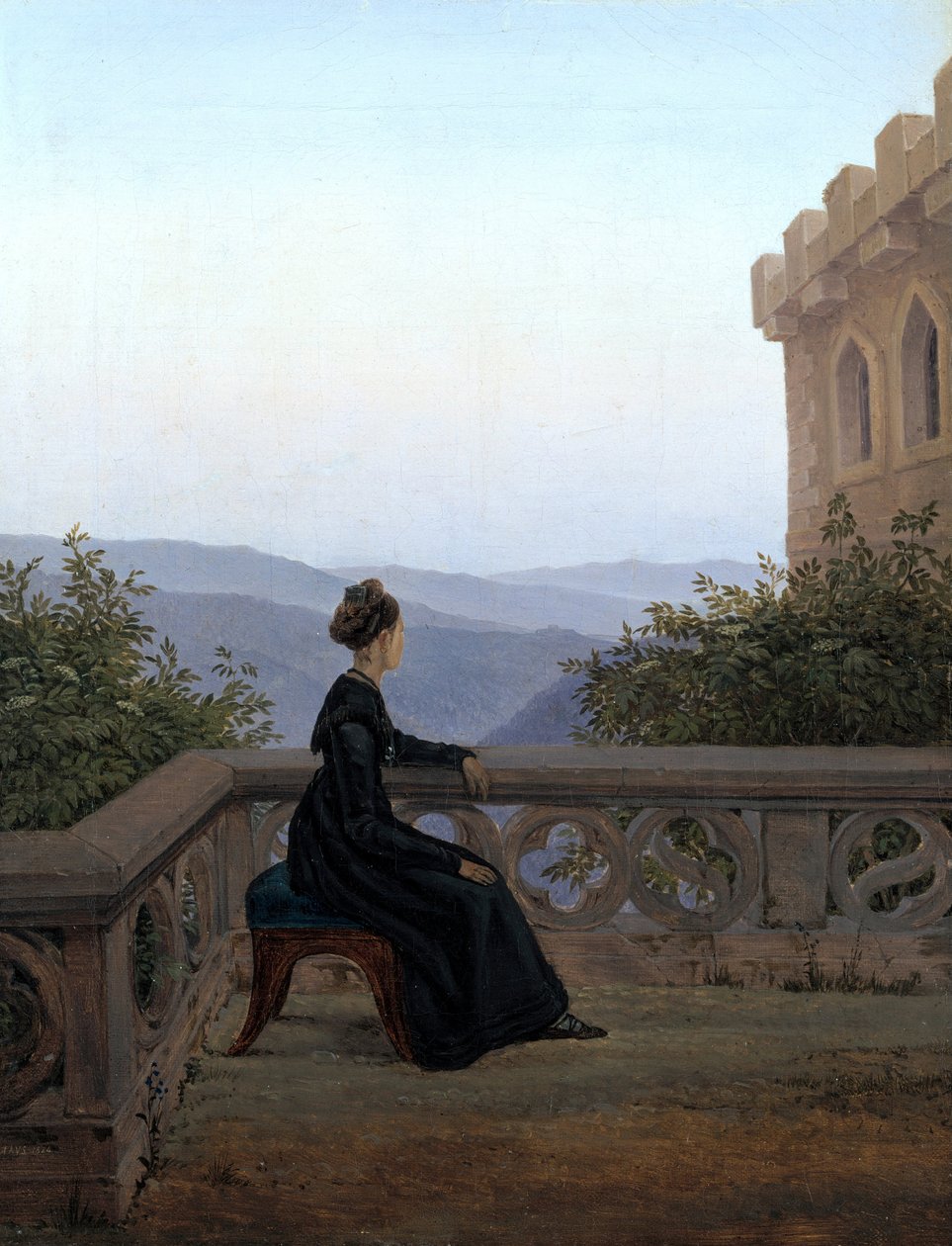 Frau auf dem Balkon von Carl Gustav Carus