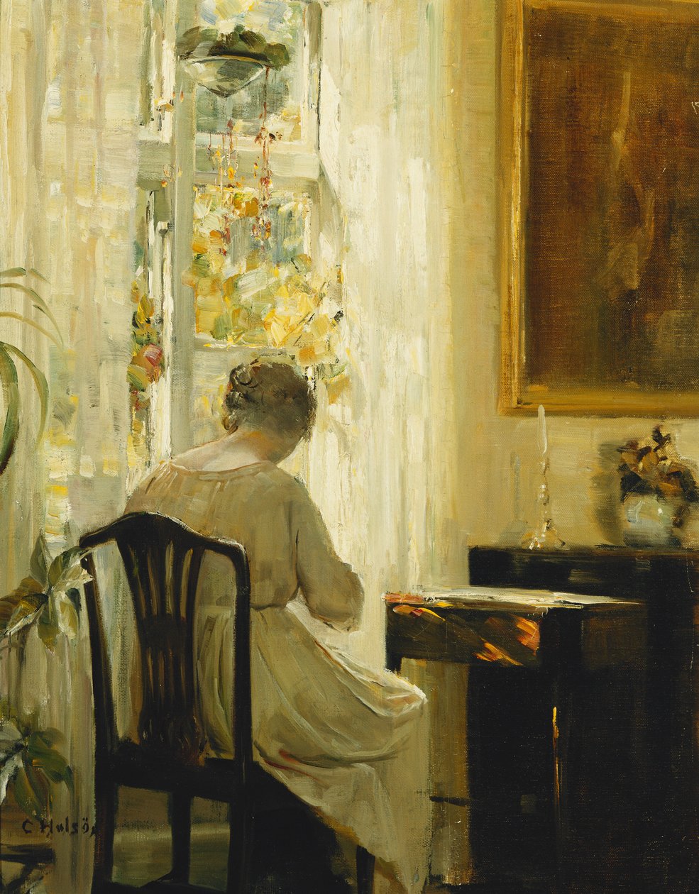Eine Frau in einem Innenraum von Carl Holsoe
