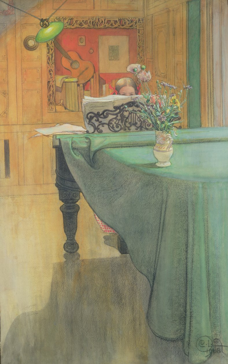 Brita am Klavier, 1908 von Carl Larsson