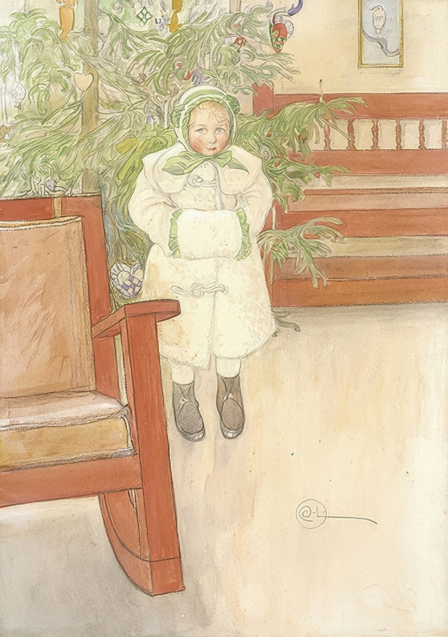 Mädchen und Schaukelsessel von Carl Larsson