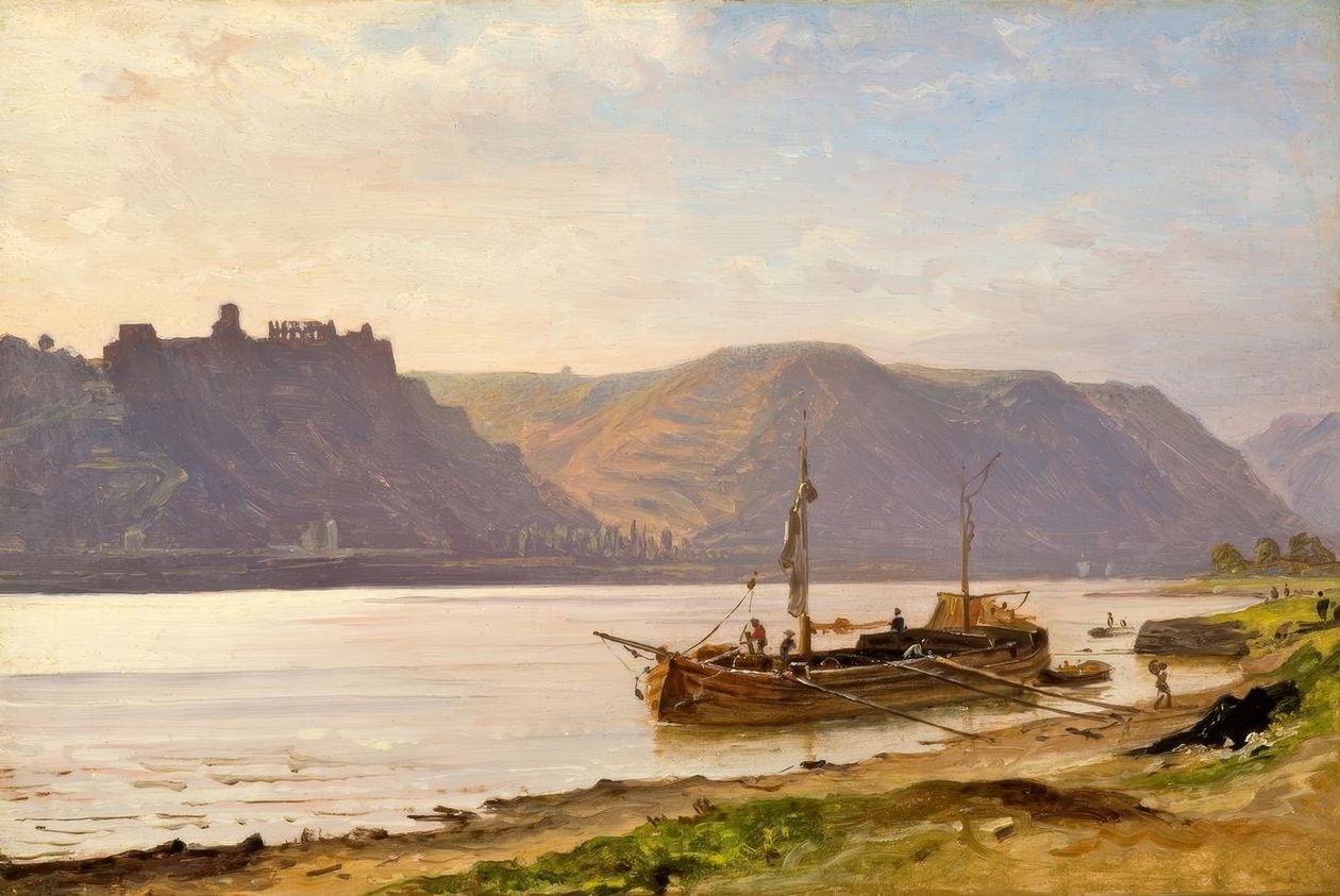 C. Morgenstern, Rheinlandschaft mit Burgruine von Carl Morgenstern