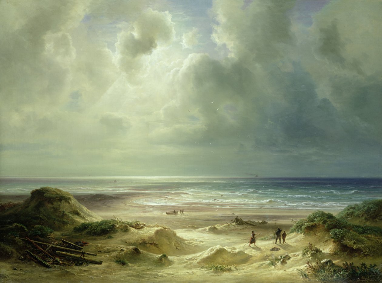 Düne bei Helgoland, ruhiges Meer von Carl Morgenstern