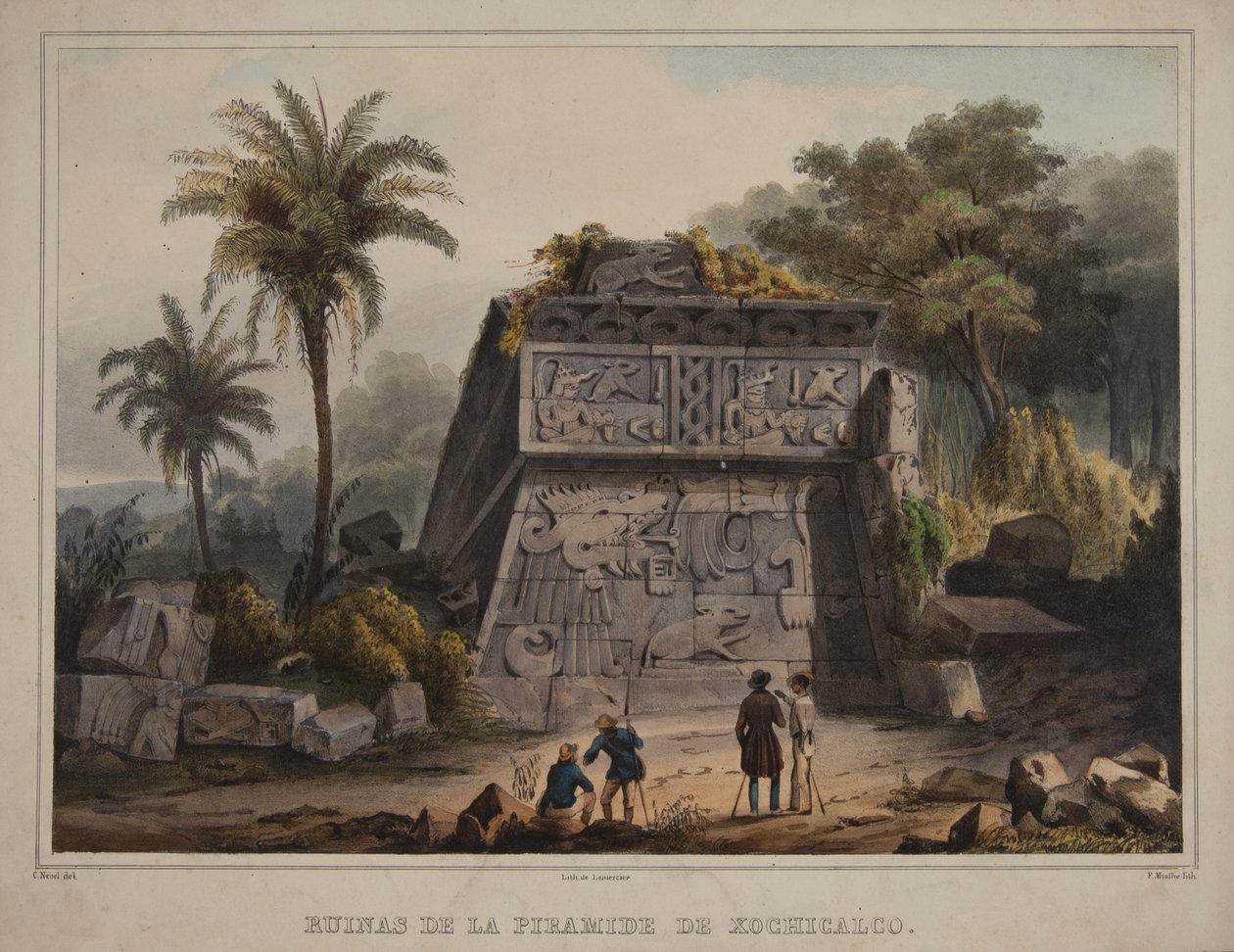 Ruinen der Pyramide von Xochicalco von Carl Nebel