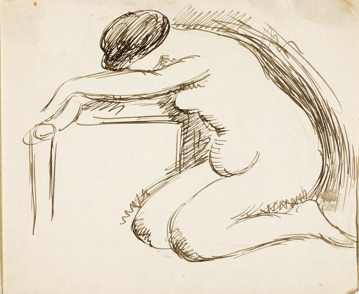 Weiblicher Akt auf Knien von Carl Newman