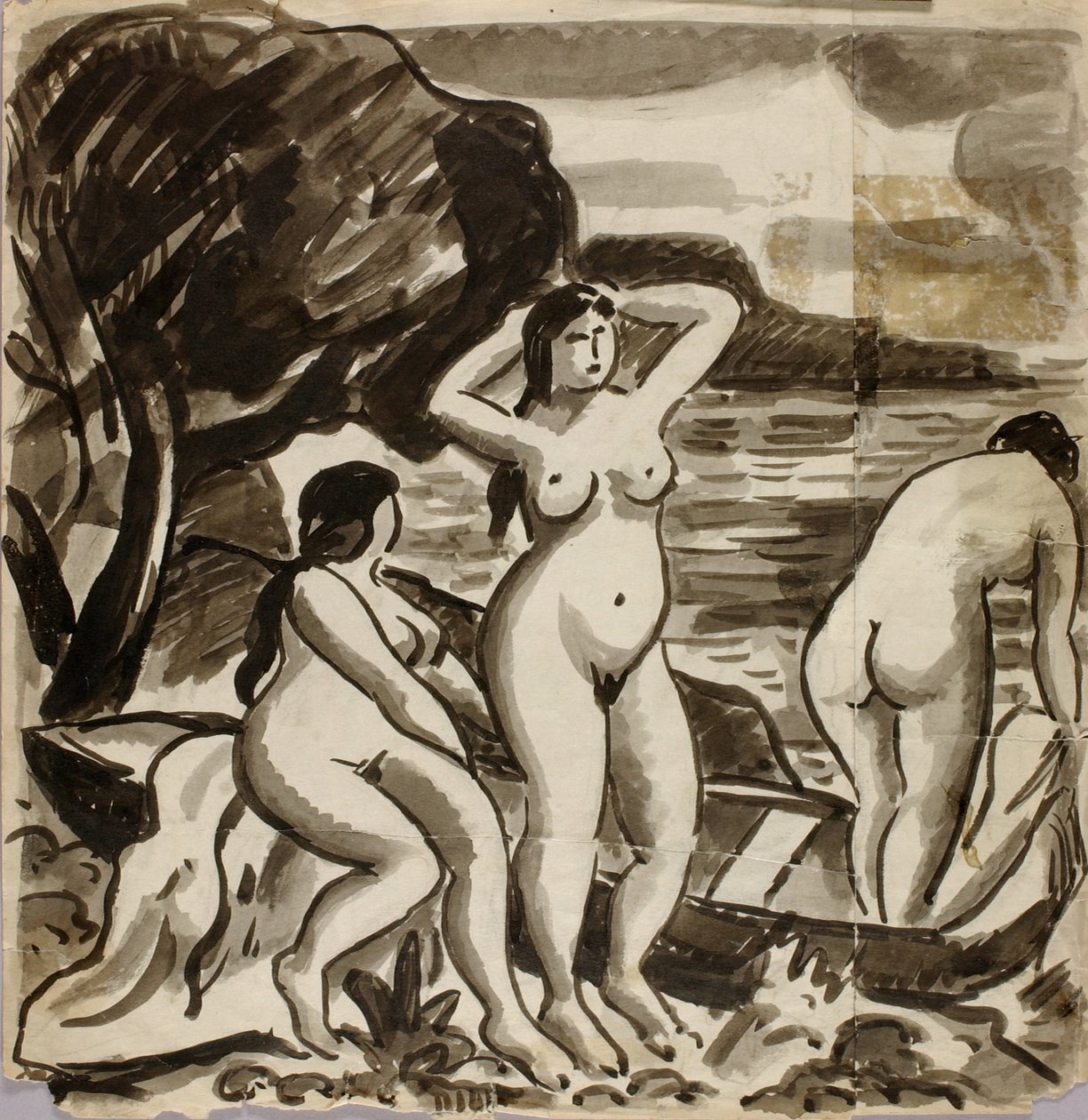 Gruppe von drei weiblichen Akten von Carl Newman