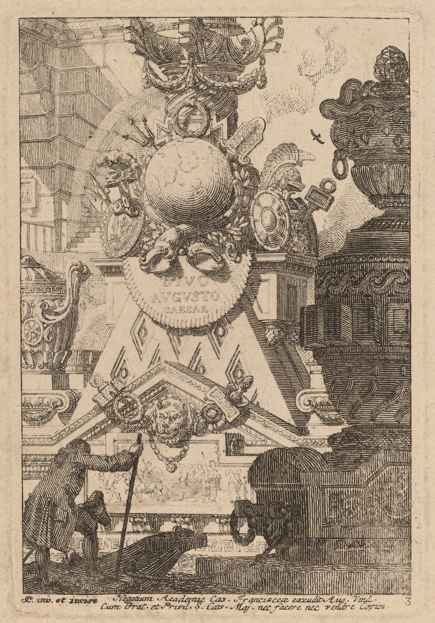 Fantasie einer antiken Trophäe für Augustus von Carl Schütz