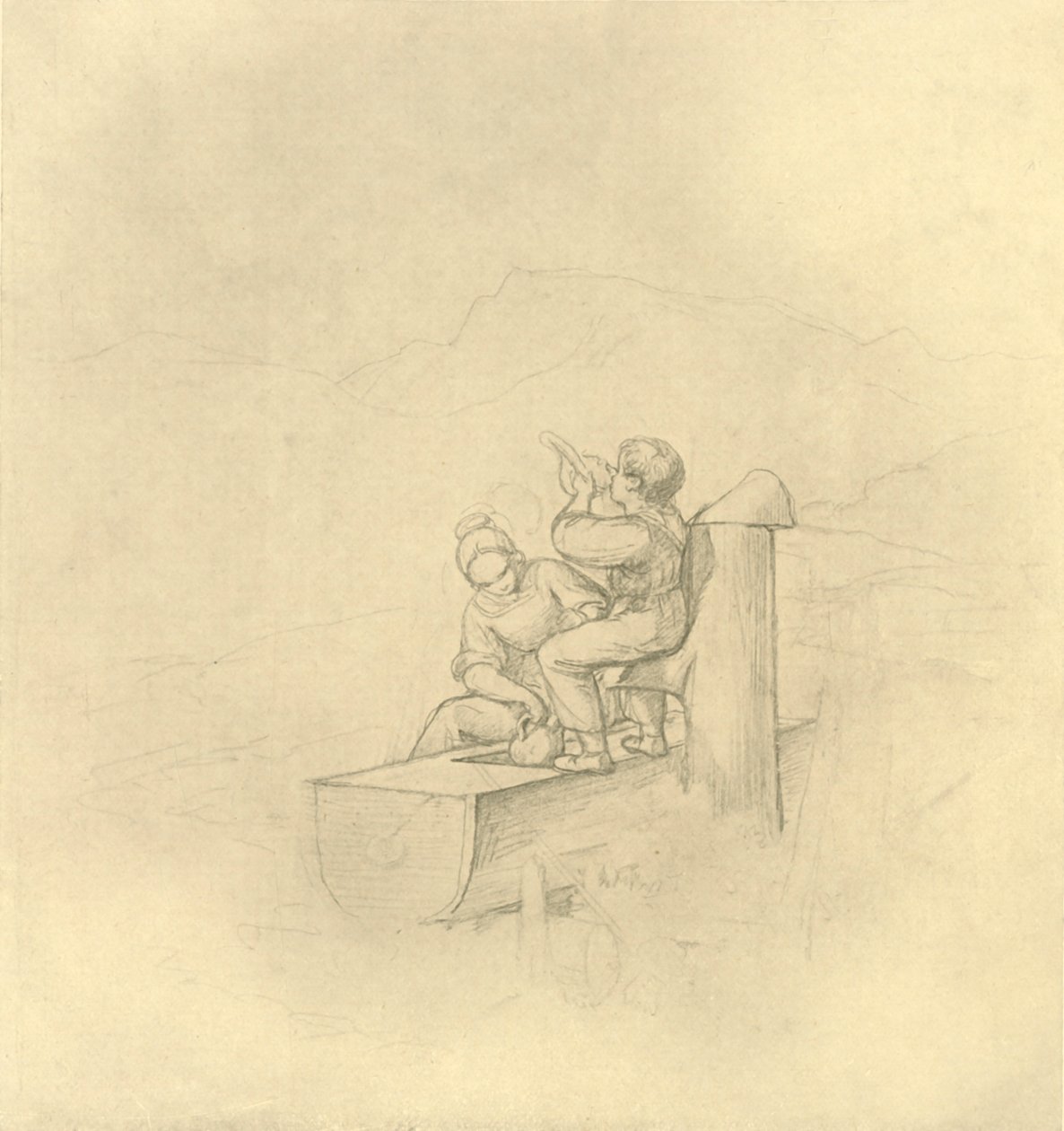 Am Brunnen, Mitte-Ende 19. Jahrhundert, ca. 1924 von Carl Spitzweg
