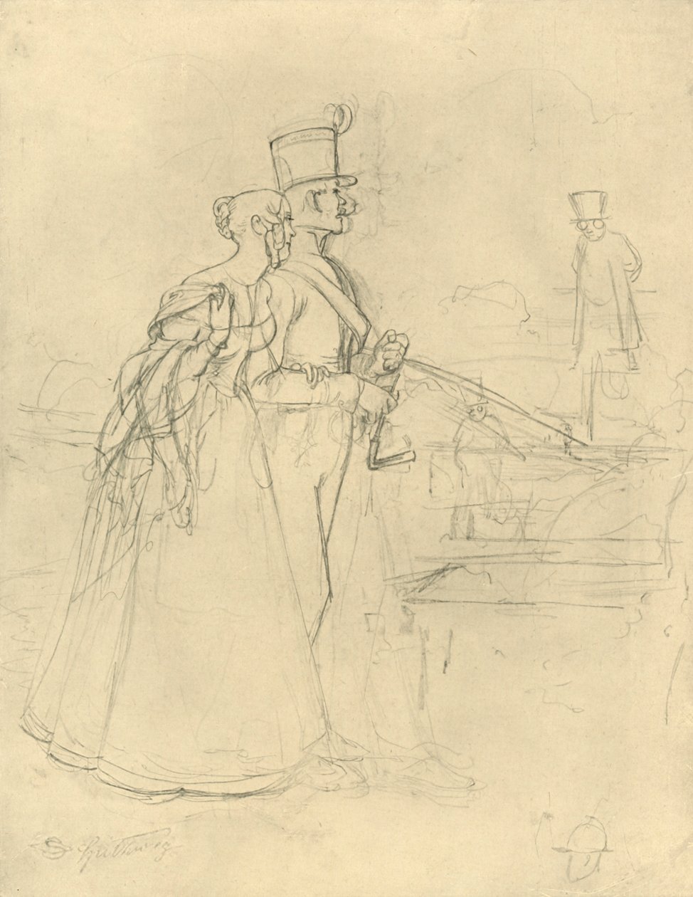 Die Begegnung, Mitte bis Ende des 19. Jahrhunderts, ca. 1924 von Carl Spitzweg