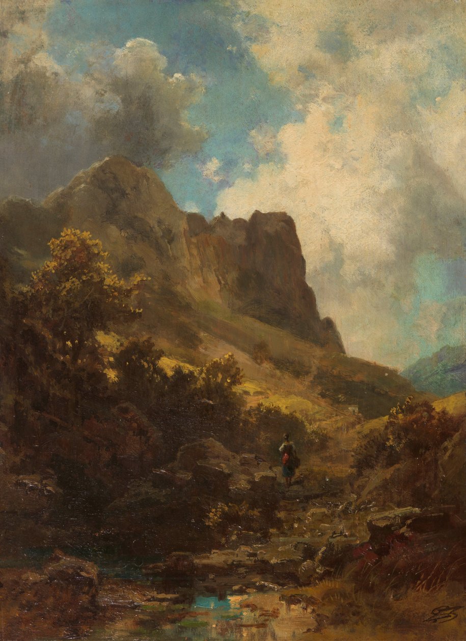 Tal Canyon mit einer Milchmagd, ca. 1875 von Carl Spitzweg