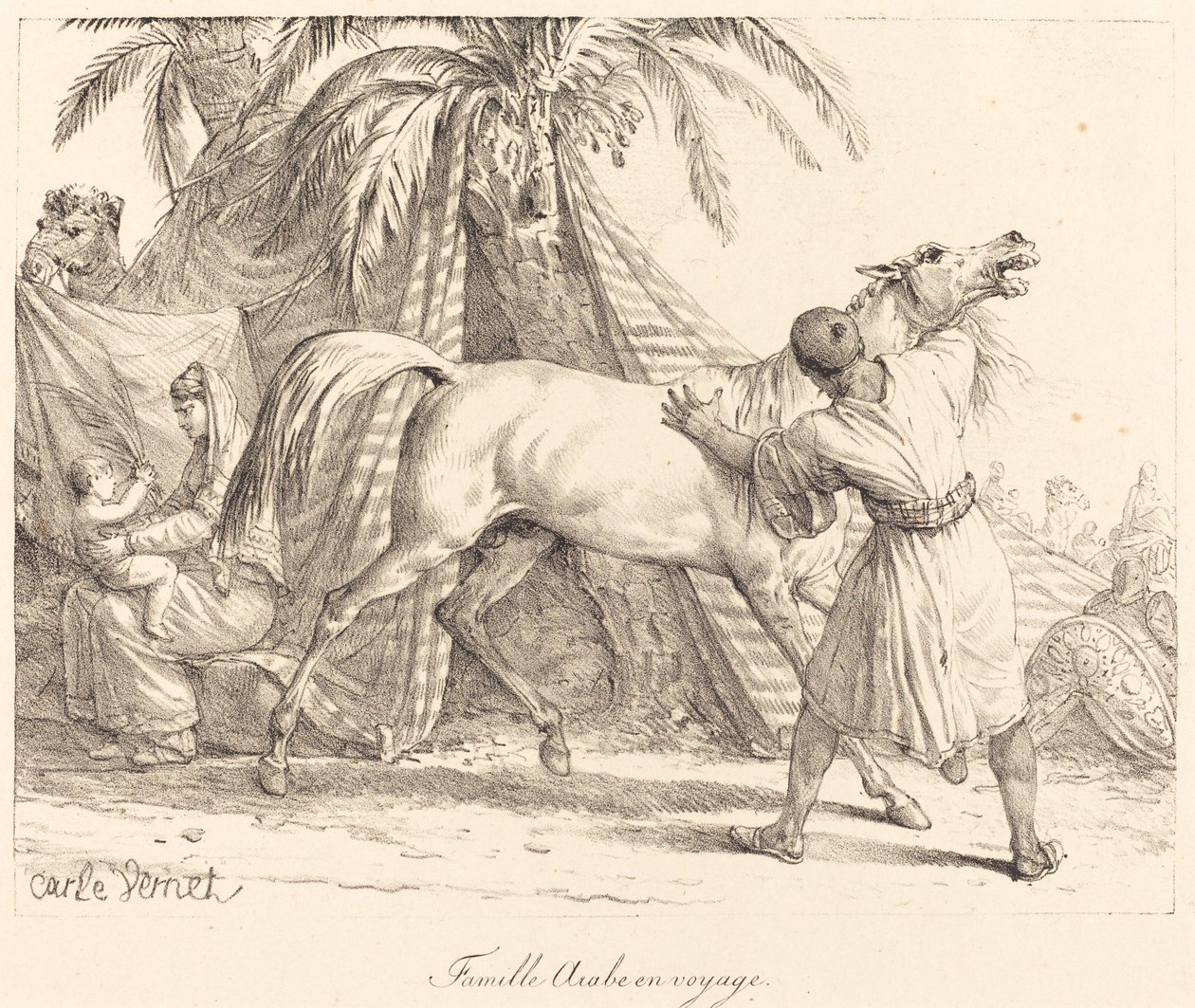 Arabische Familie auf Reise von Carle Vernet