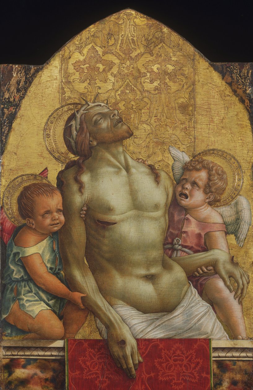 Der tote Christus, unterstützt von zwei Engeln von Carlo Crivelli