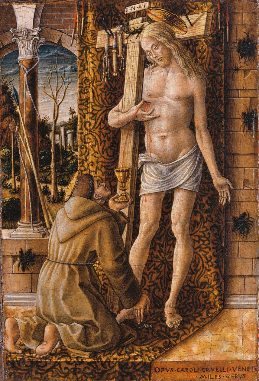 Der heilige Franziskus sammelt das Blut Christi von Carlo Crivelli