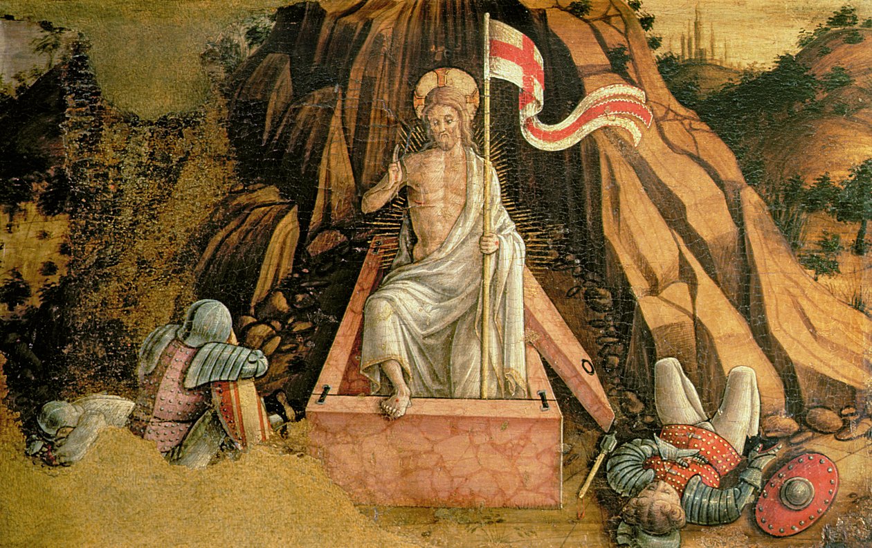 Die Auferstehung, rechter Predella-Panel vom San Silvestro Polyptychon, 1468 von Carlo Crivelli