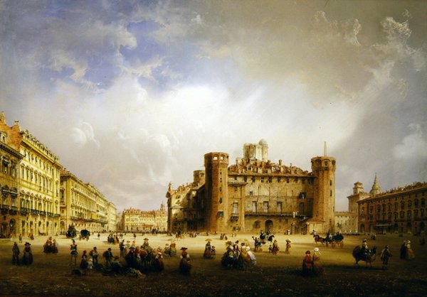 Piazza Castello, Turin, 1852 von Carlo Bossoli