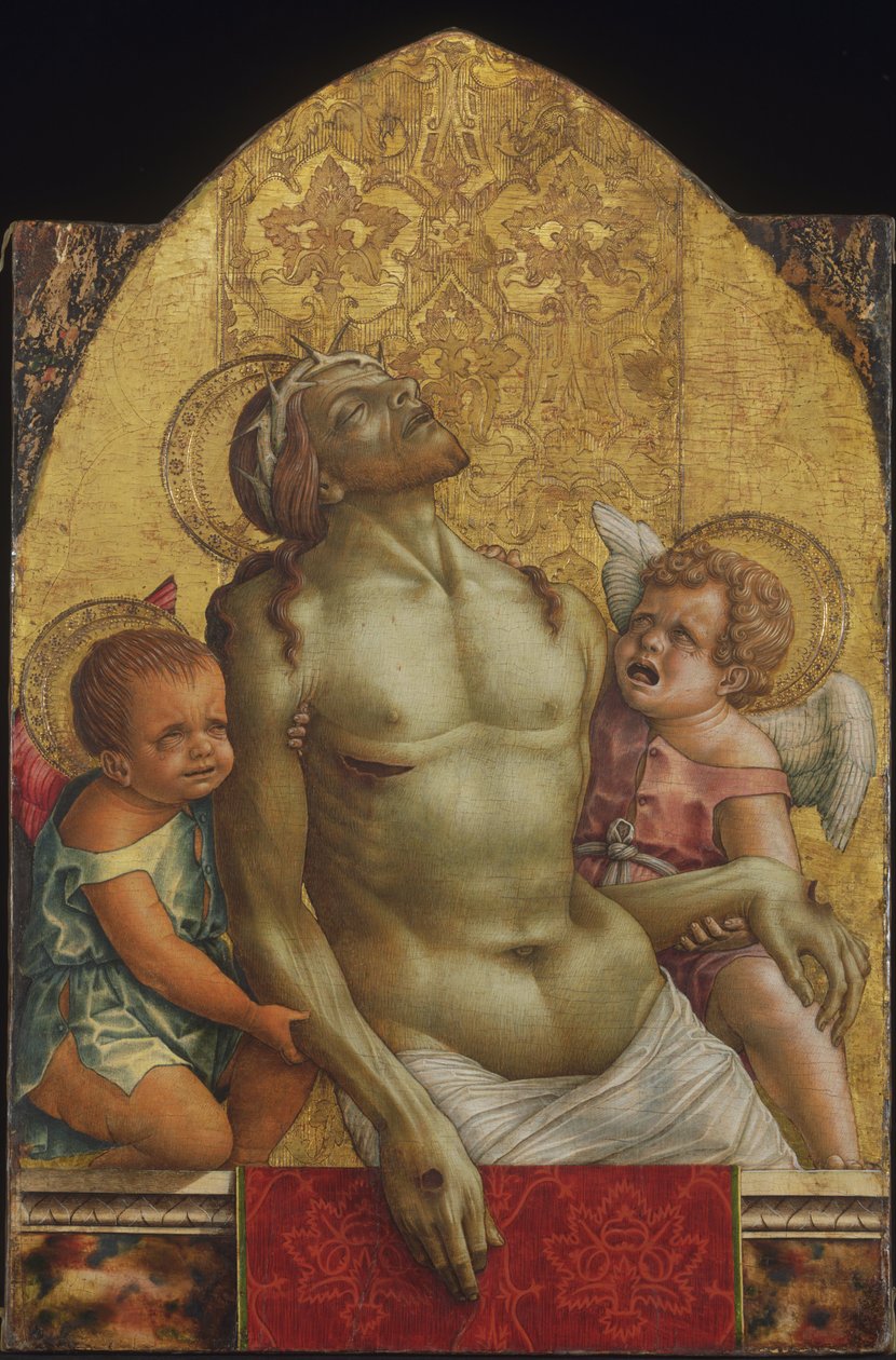 Der tote Christus, unterstützt von zwei Engeln von Carlo Crivelli