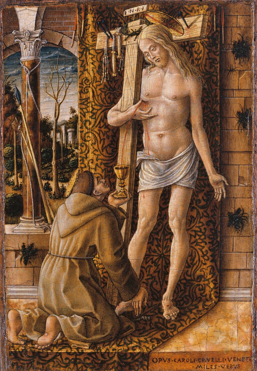 Der heilige Franziskus sammelt das Blut Christi von Carlo Crivelli