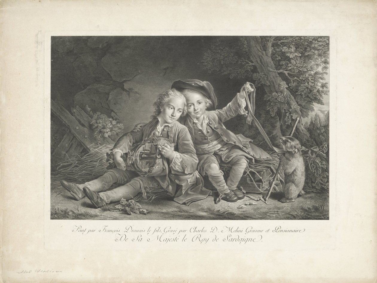 Zwei Jungen mit Murmeltier von Carlo Domenico Melini