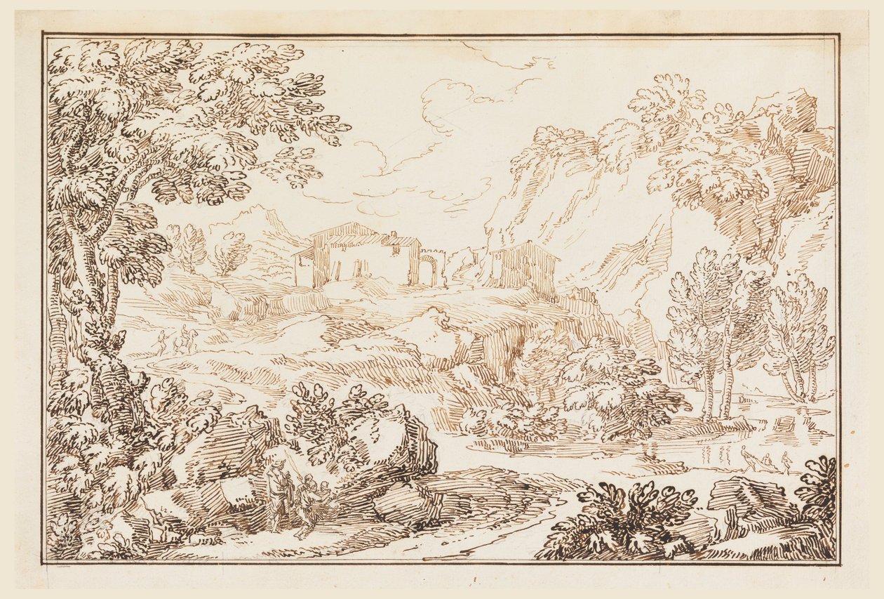 Zeichnung, Eine Landschaft, 1770–86 von Carlo Marchionni