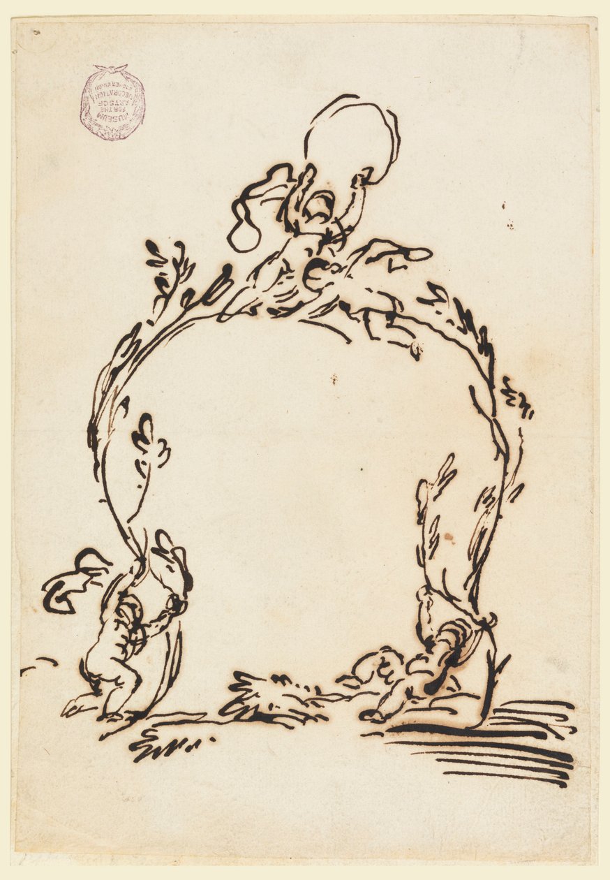 Zeichnung, Skizze eines Kartusche, 1760–80 von Carlo Marchionni