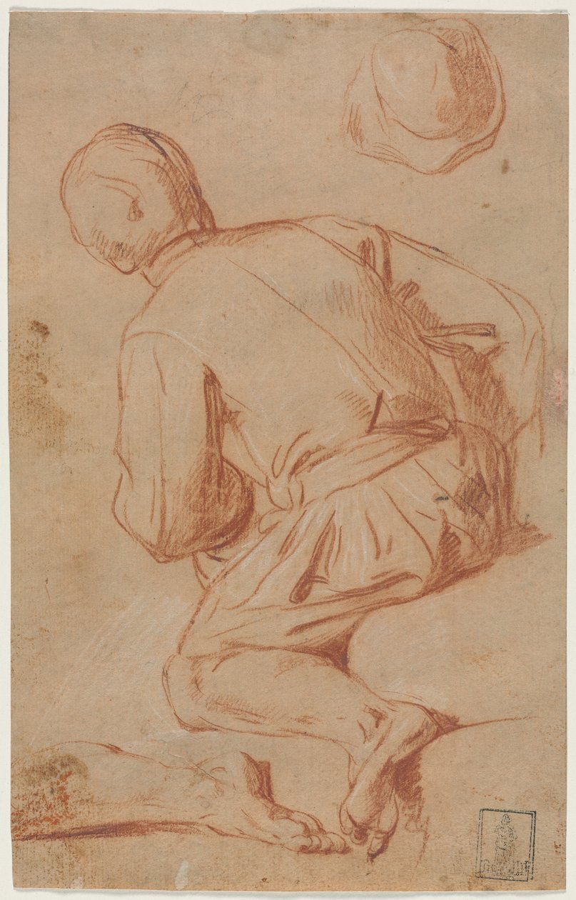 Rückansicht eines sitzenden Mannes, späte 1600er Jahre von Carlo Vimercati