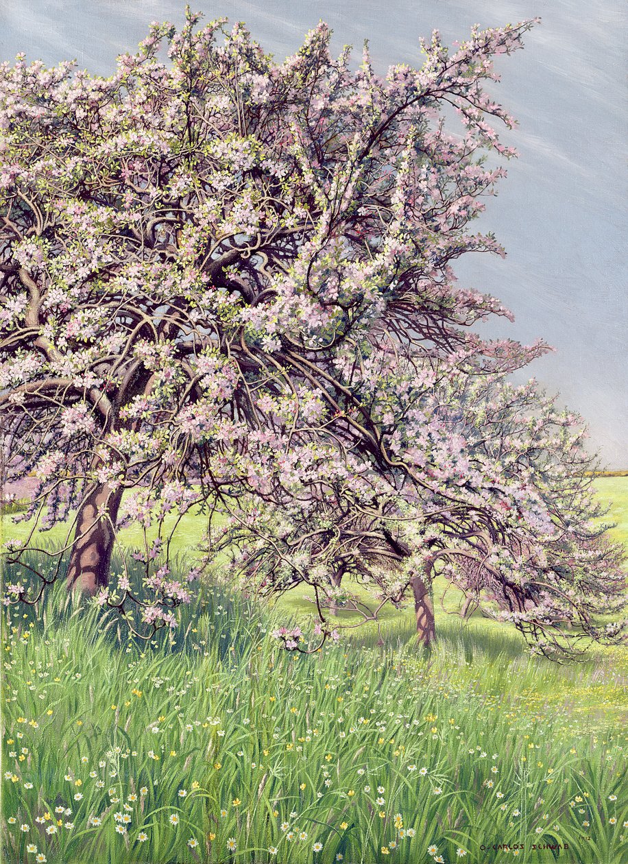 Blühende Apfelbäume, 1912 von Carlos Schwabe