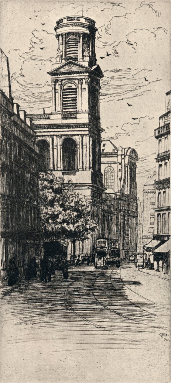 Die Kirche von St. Sulpice, 1915 von Caroline Helena Armington