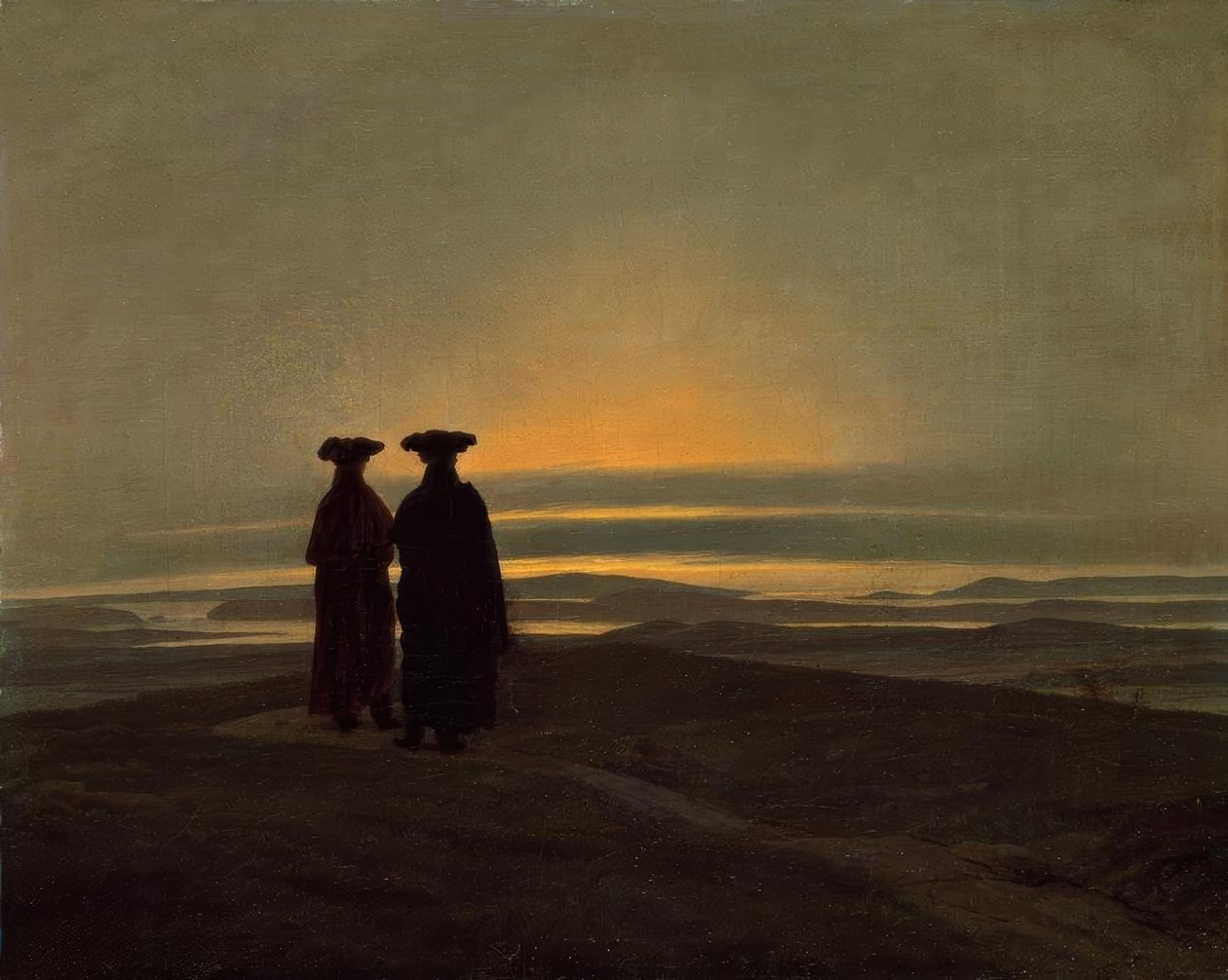 Abendlandschaft mit zwei Männern von Caspar David Friedrich
