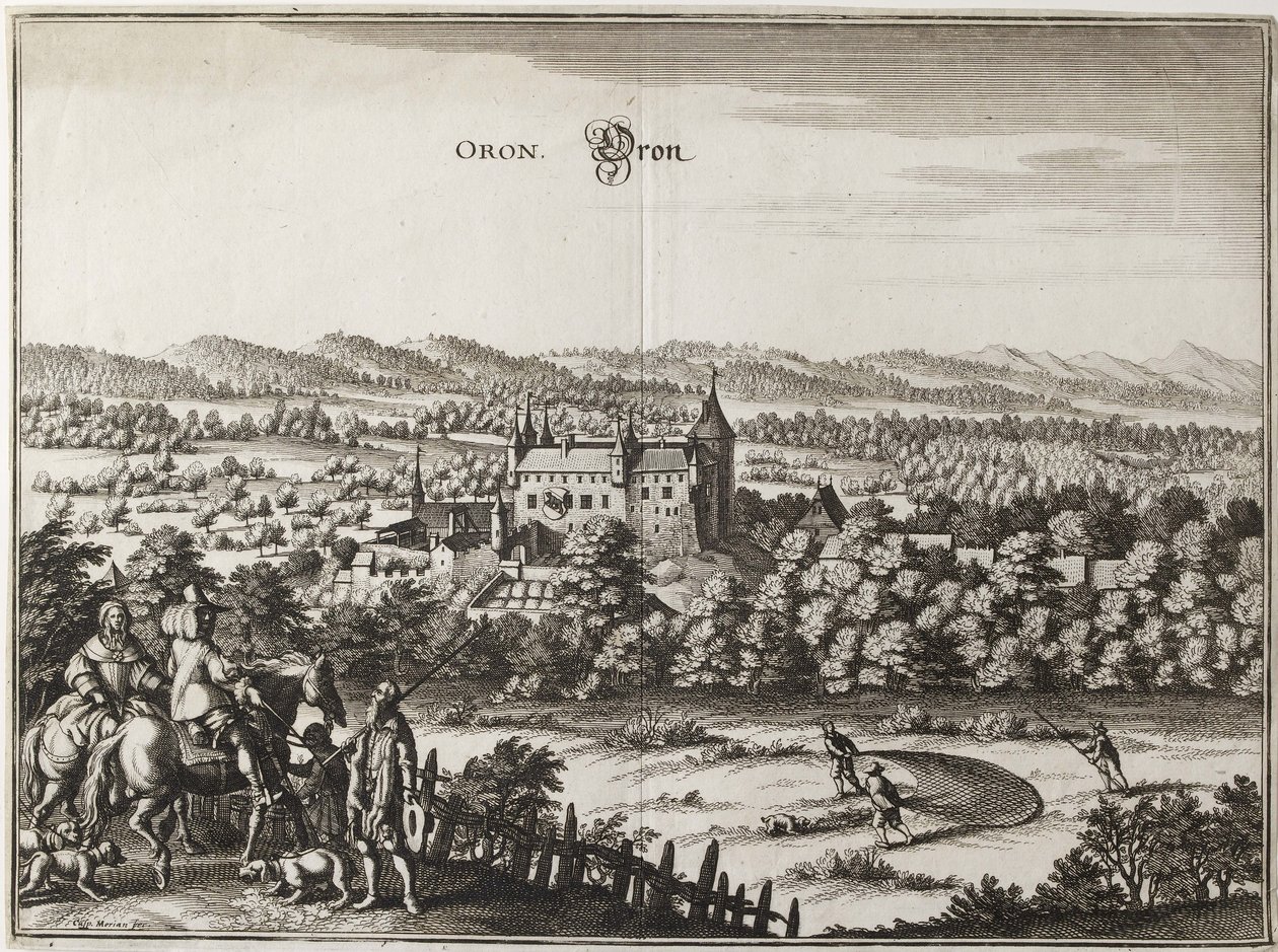Ansicht des Schlosses von Oron, Schweiz, 1653 von Caspar Merian