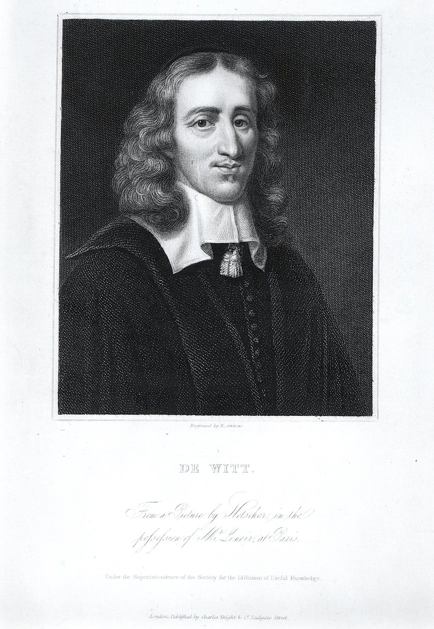 Porträt von Johan de Witt (1625-72), graviert von Edward Scriven (1775-1841) von Caspar Netscher