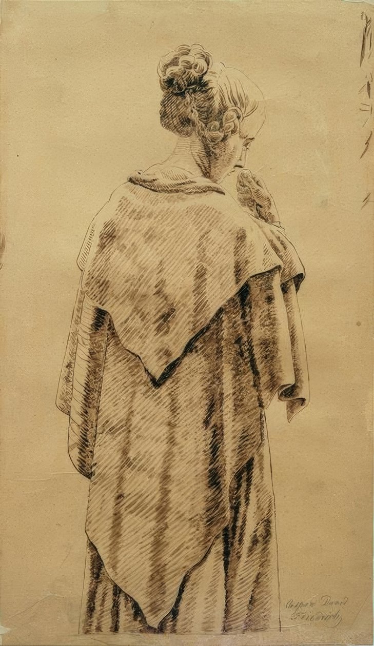 Frau im Umschlagtuch von Caspar David Friedrich