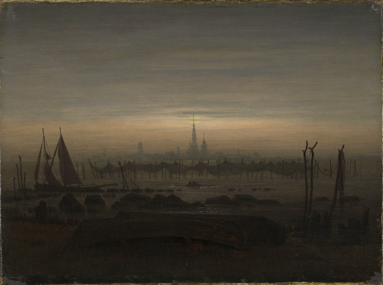 Greifswald im Mondlicht von Caspar David Friedrich