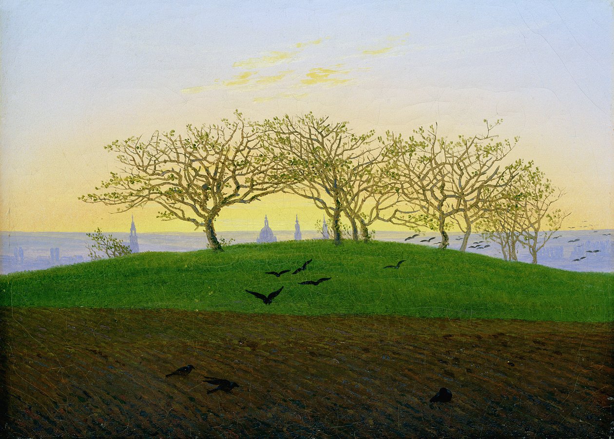 Hügel und gepflügte Felder bei Dresden von Caspar David Friedrich