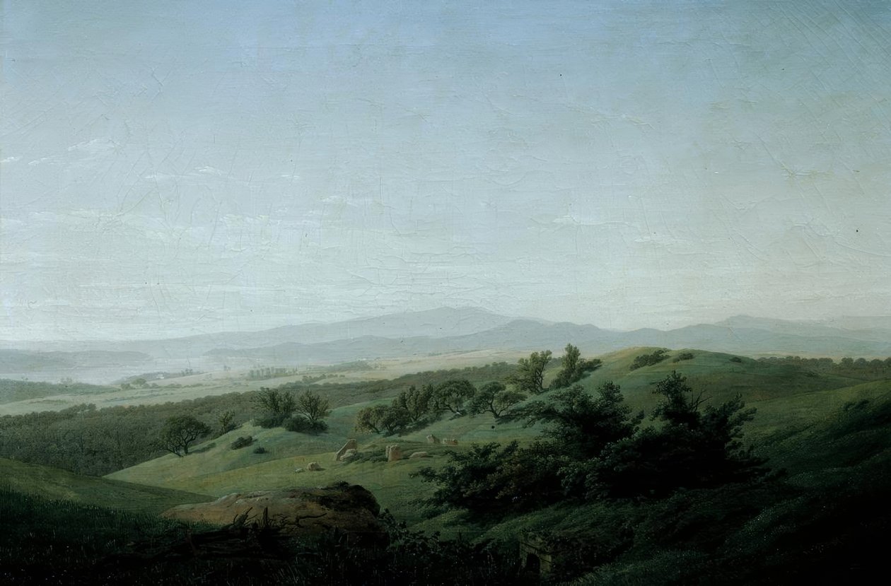 Landschaft mit See von Caspar David Friedrich