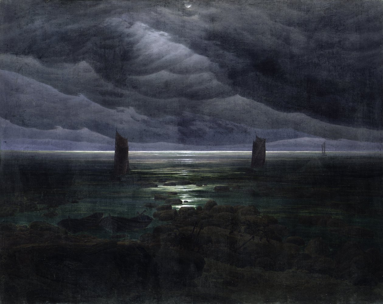 Meeresküste im Mondlicht von Caspar David Friedrich