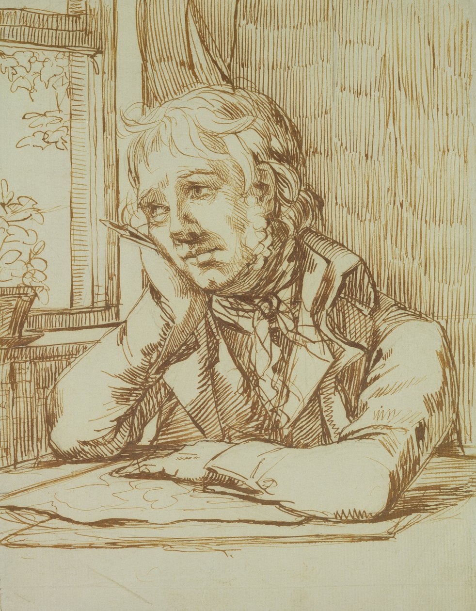 Selbstbildnis mit gestütztem Arm von Caspar David Friedrich