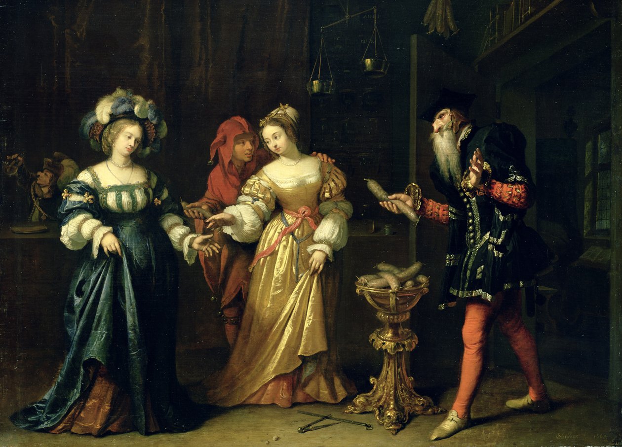 Ein maskierter Joker, 1668 von Caspar Netscher