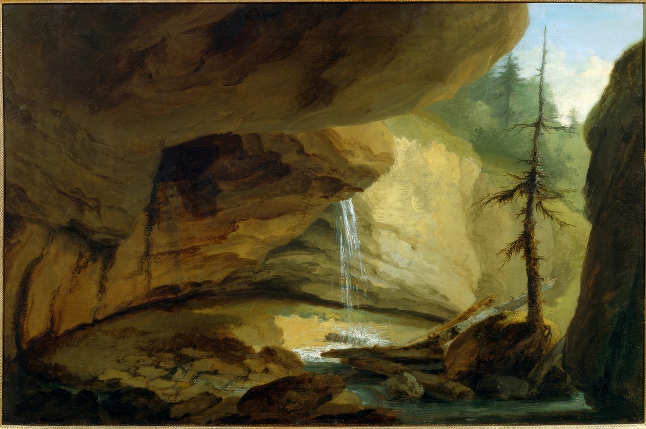 Felshöhle mit Wasserfall von Caspar Wolf