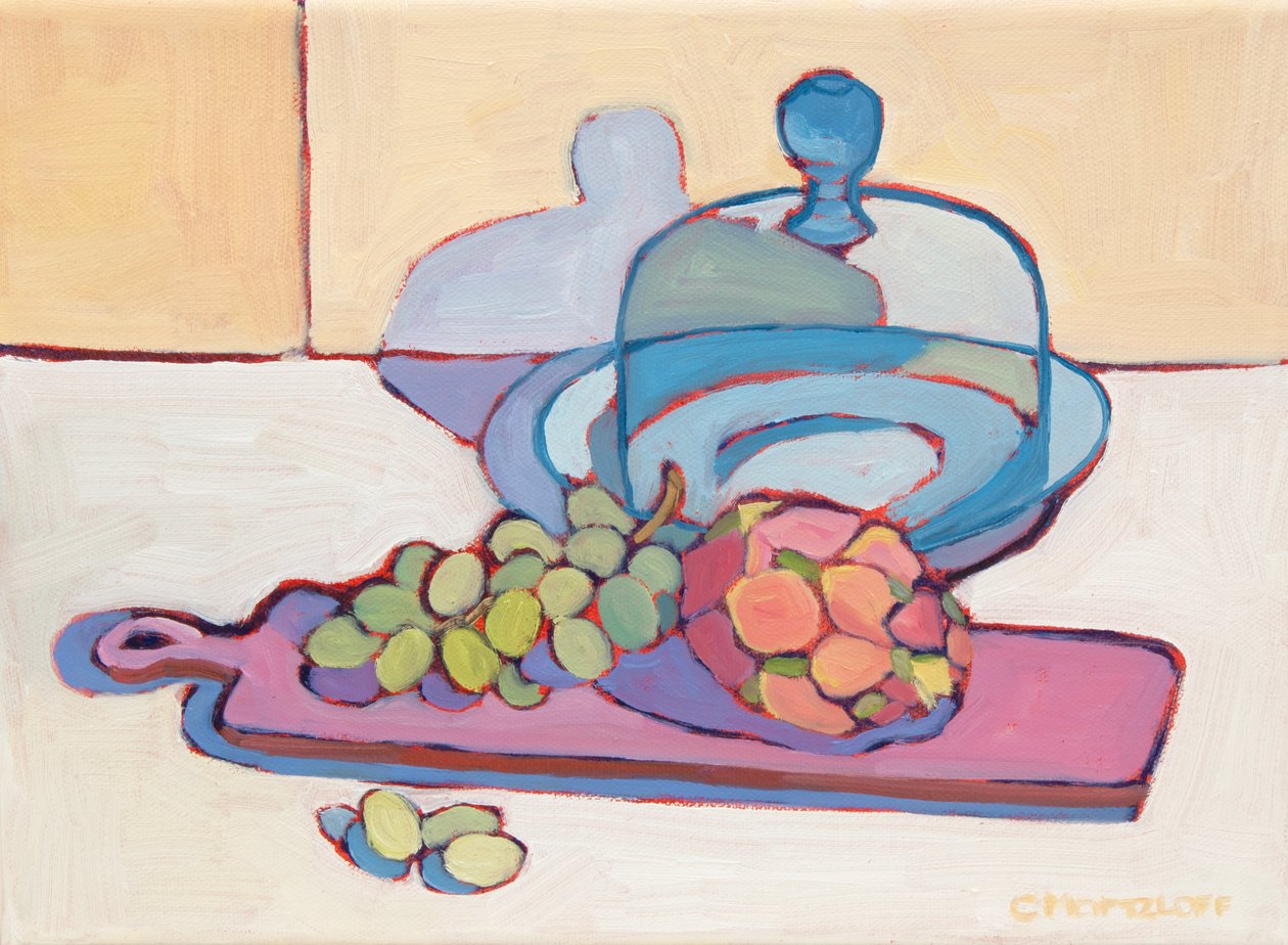 Drachenfrucht und Trauben, 2024 (Öl) von Catherine J Martzloff