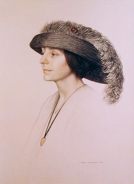 Junge Frau mit Federhut von Cecil Stuart Jameson