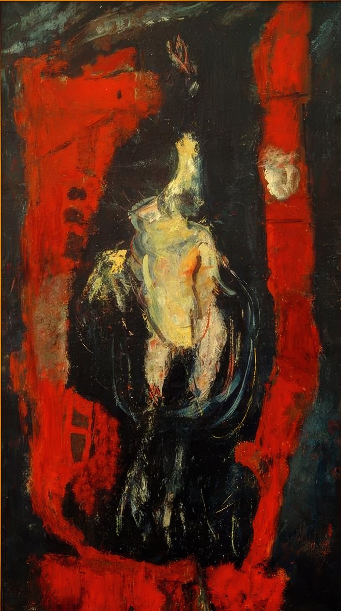 Geflügel, vor roter Mauer hängend von Chaim Soutine