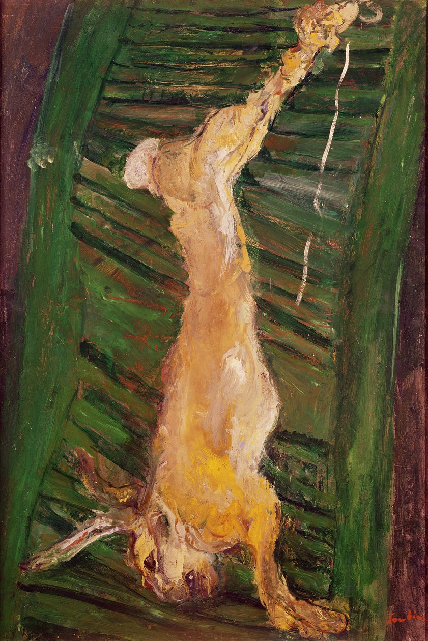 Hase auf einem grünen Fensterladen von Chaim Soutine