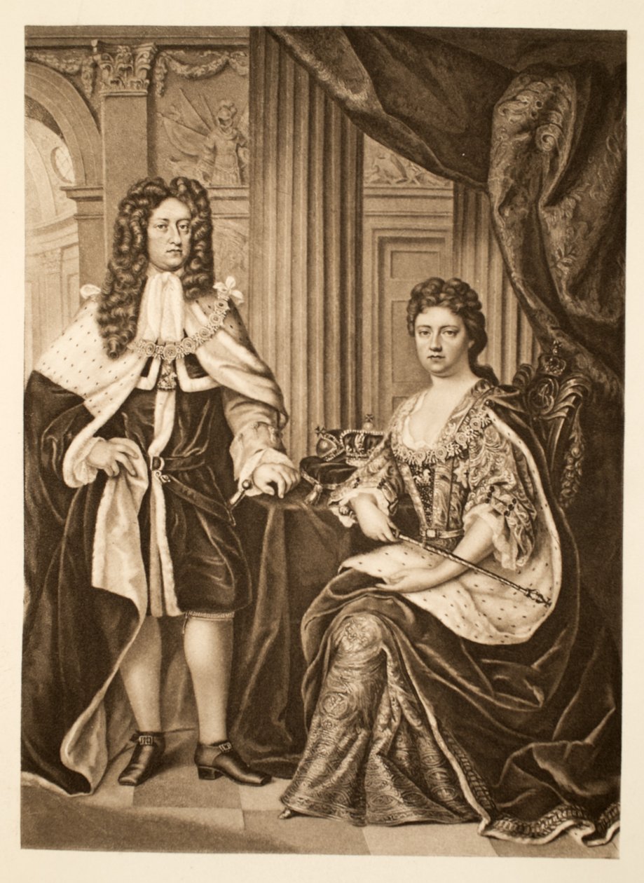 Königin Anne und Prinz Georg von Dänemark, veröffentlicht 1902 von Charles Boit