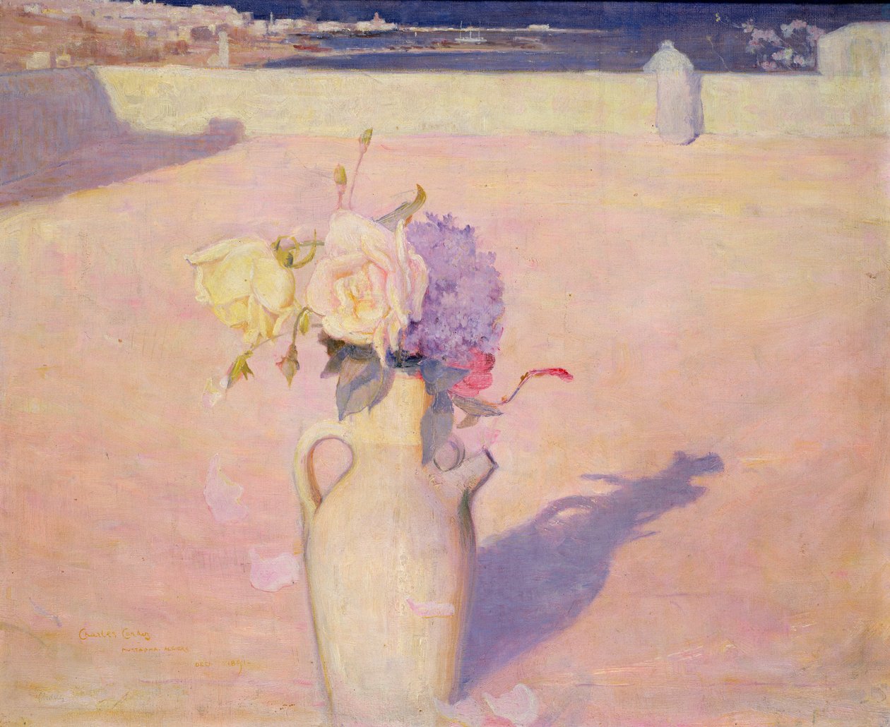 Blumen in einer Vase vor einem Hintergrund von Mustapha, Algier, 1891 von Charles Edward Conder