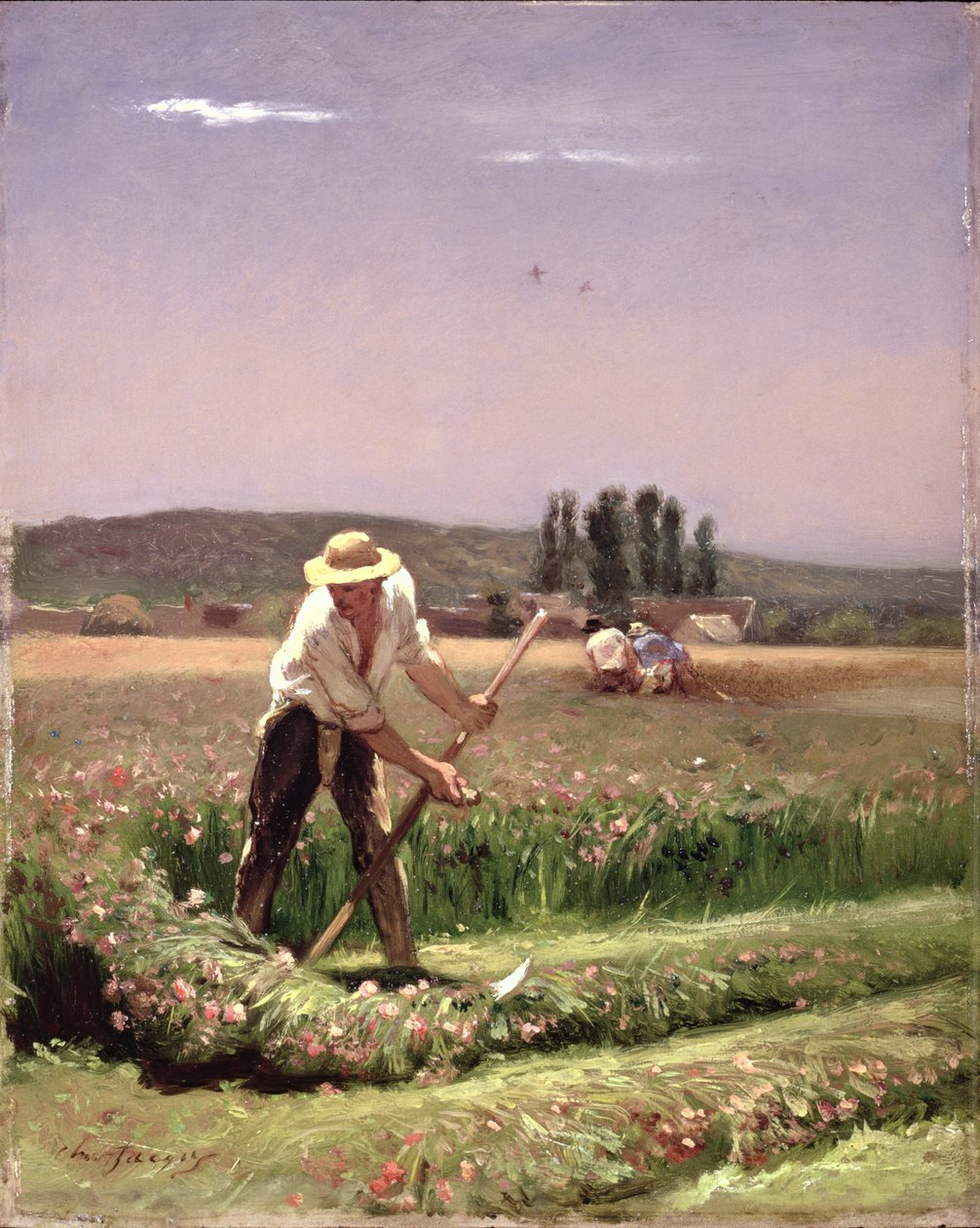 Ein Bauer beim Mähen von Charles Emile Jacque